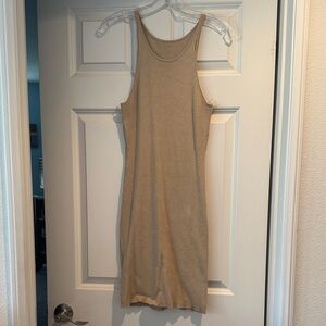 Moda Tan Sheath Mini Dress Sleeveless Halter Casual